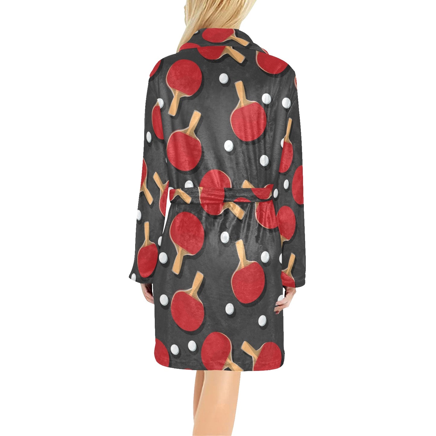 Ping Pong Pattern Print Design A05 Women's Fleece Robe