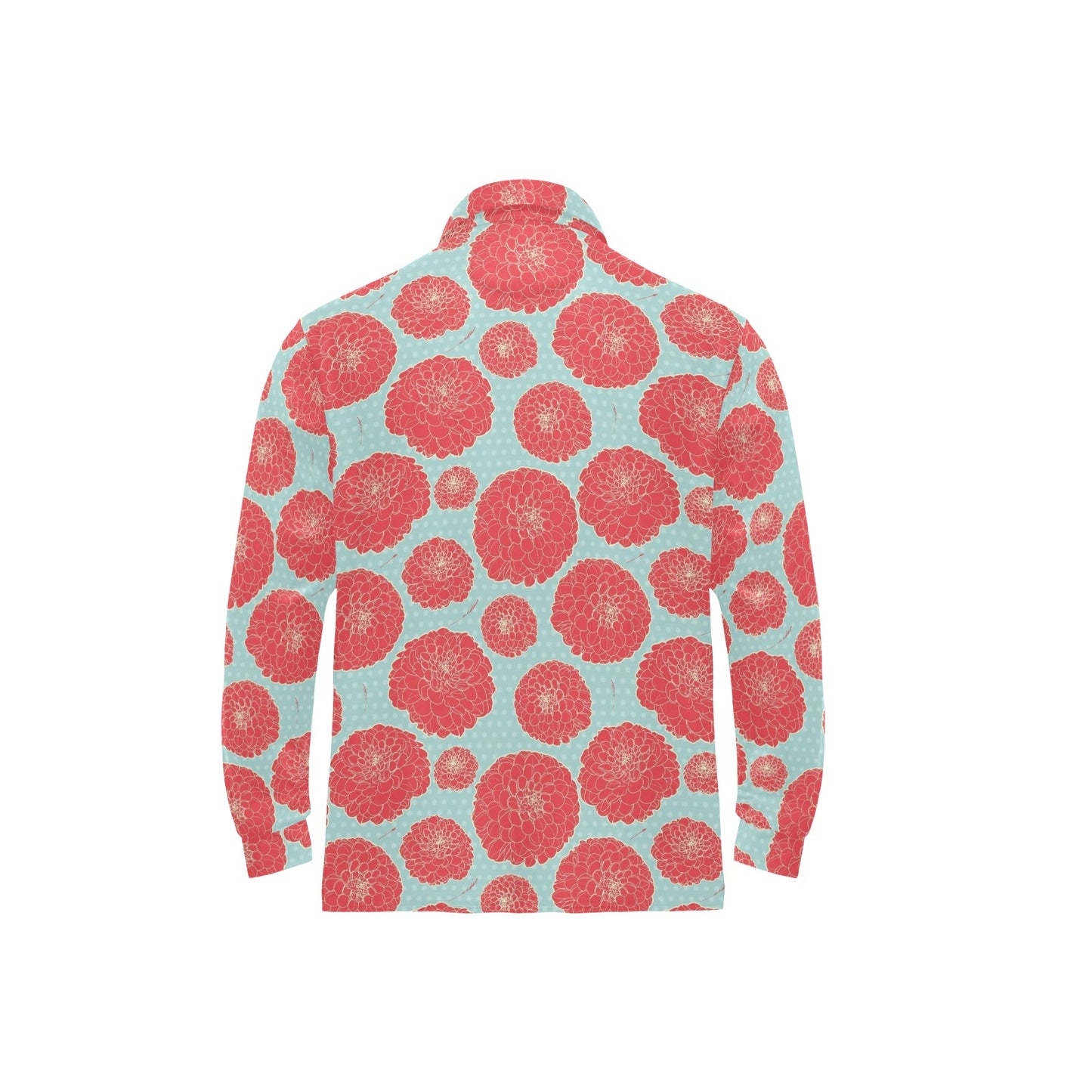 Marigold Pattern Print Design MR03 Long Sleeve Polo Shirt For Men's