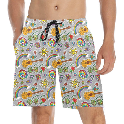Hippie Print Design LKS306 Men's Swim Trunks Beach Shorts