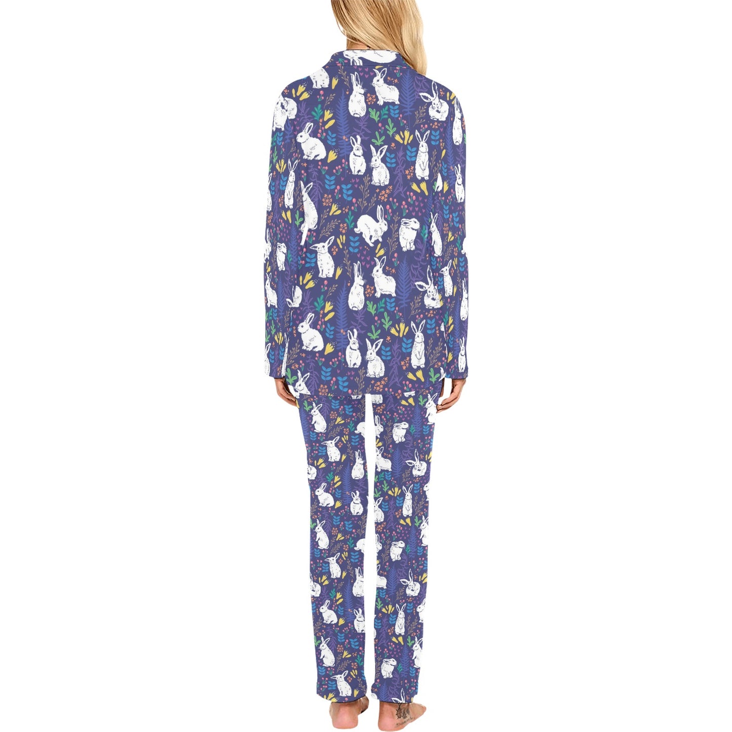 Bunny Pattern Print Design 01 Women's Long Pajama Set