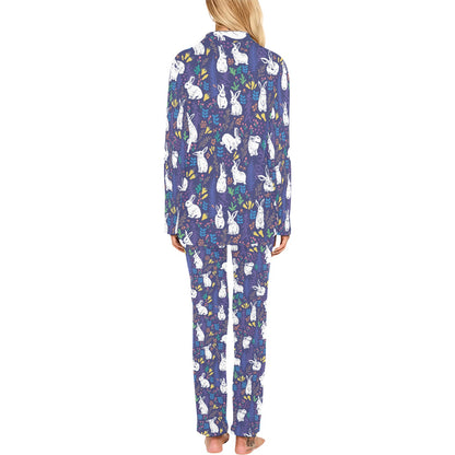 Bunny Pattern Print Design 01 Women's Long Pajama Set