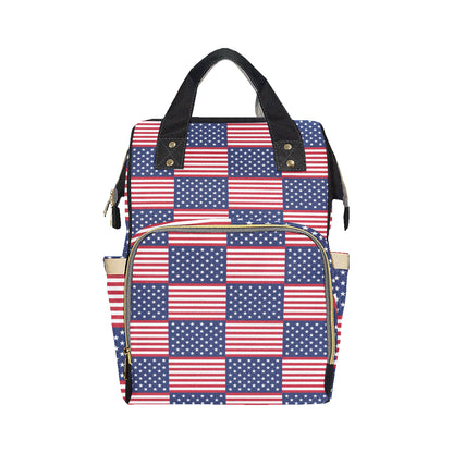Patriotic US Flag Pattern Print Design A03 Diaper Bag Backpack