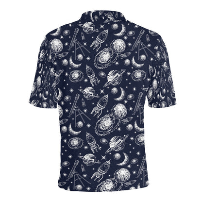 Space Rocket Print Design LKS301 Men Polo Shirt