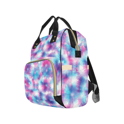 Tie Dye Blue Pink Diaper Bag Backpack