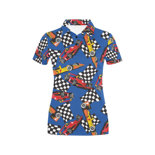 Racing Pattern Print Design A01 Women's Polo Shirt