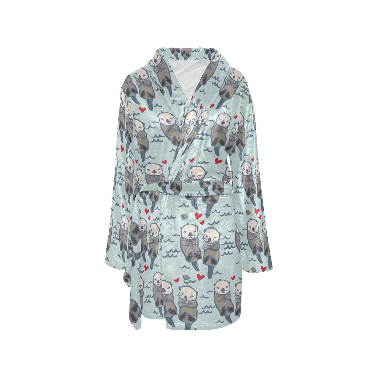 Sea Otter Pattern Print Design 03 Women's Fleece Robe