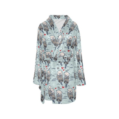 Sea Otter Pattern Print Design 03 Women's Fleece Robe