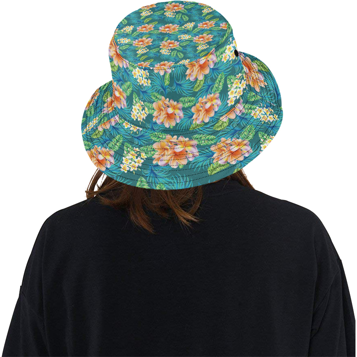 Plumeria Tropical Flower Design Print Unisex Bucket Hat