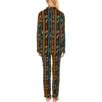 Eye of Horus Egypt Style Pattern Women's Long Pajama Set