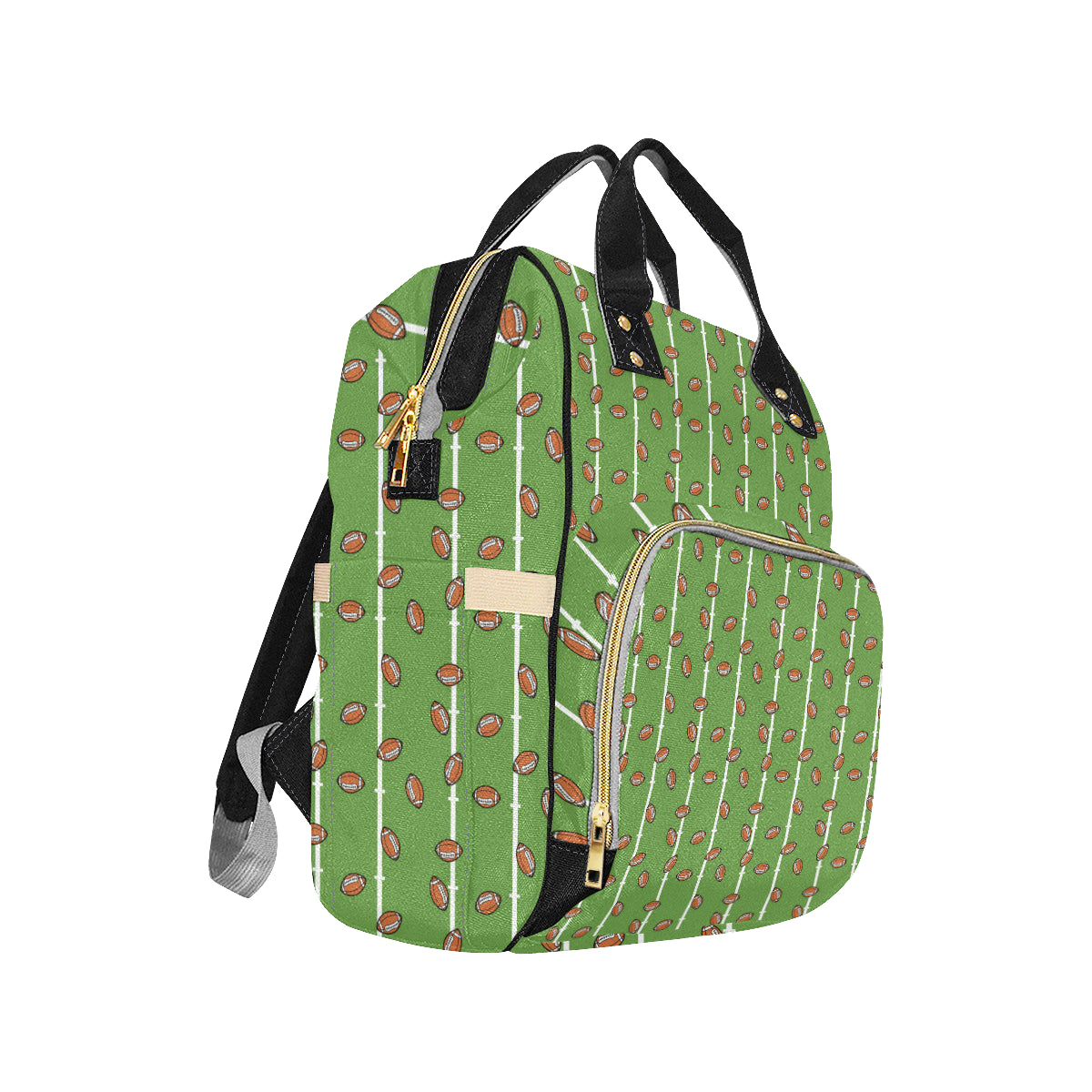 American Football on Field Themed Print Diaper Bag Backpack