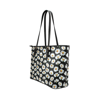 Daisy Print Pattern Leather Tote Bag