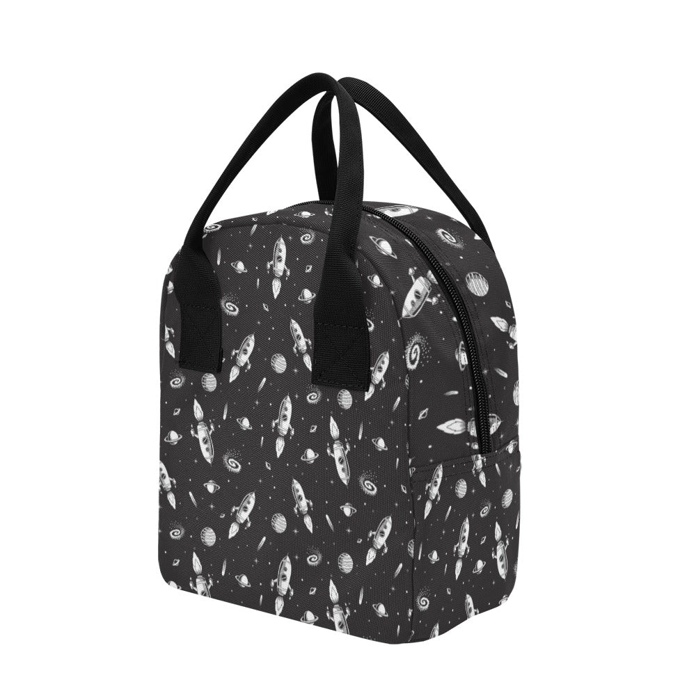 Space Rocket Print Design LKS303 Insulated Lunch Bag