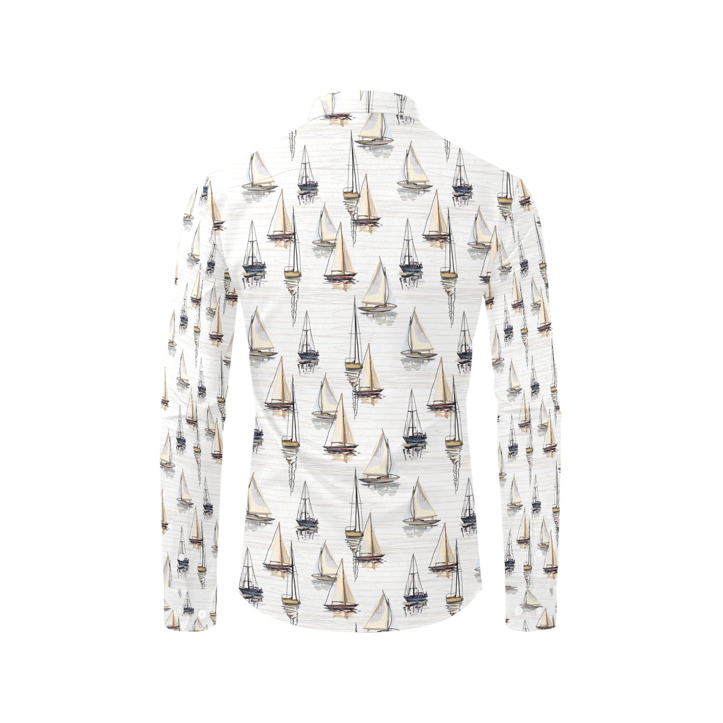 Sailboat Paint Pattern Print Design LKS307 Men's Long Sleeve Dress Shirt