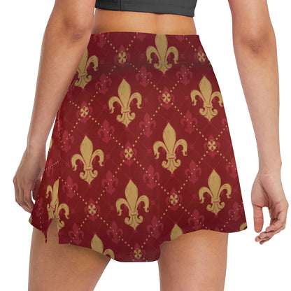 Fleur De Lis Print Design LKS401 17" Golf & Pickleball Skort with Pockets