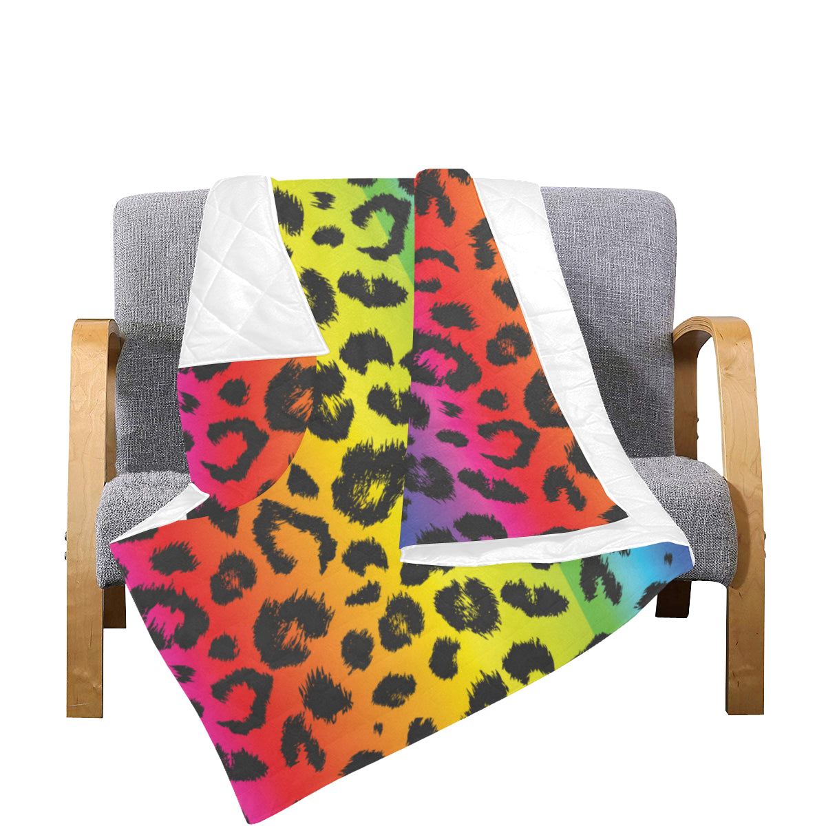 Rainbow Leopard Pattern Print Design A01 Premium Quilt
