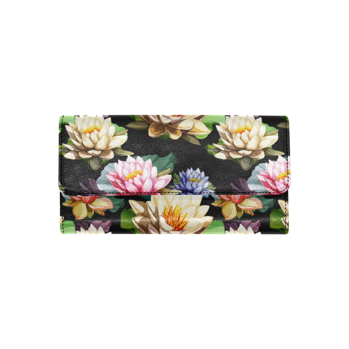 Water Lily Pattern Print Design WL02 Women's Trifold Wallet