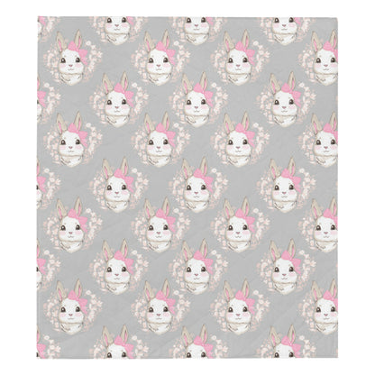 Rabbit Pattern Print Design RB07 Premium Quilt
