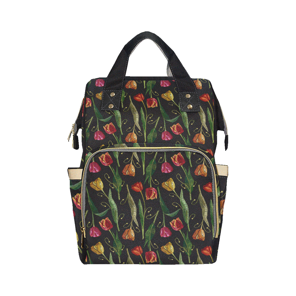 Tulip Embroidered Pattern Print Design TP01 Diaper Bag Backpack