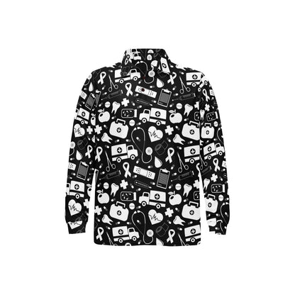 Medical Pattern Print Design 01 Long Sleeve Polo Shirt For Men's