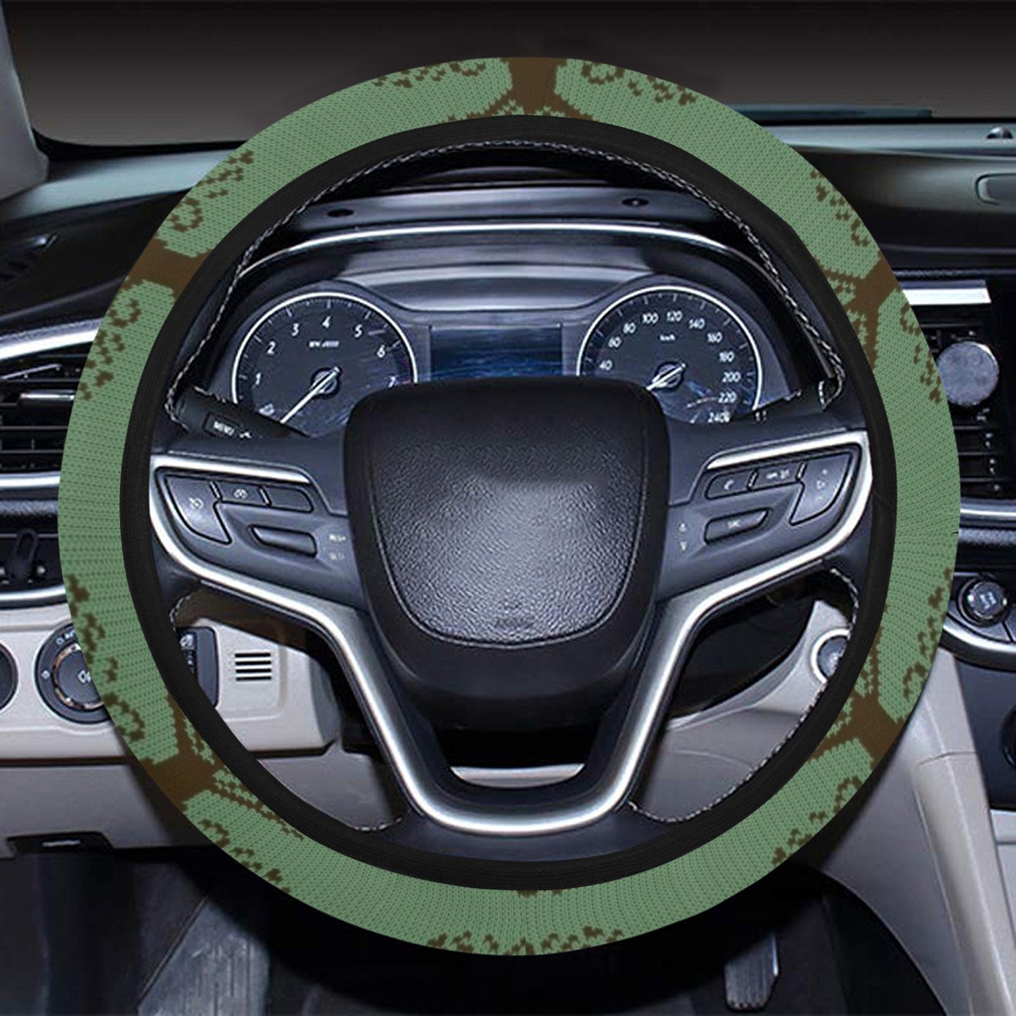 Tree Of Life Knit Style Print Design LKS301 Steering Wheel Cover with Elastic Edge