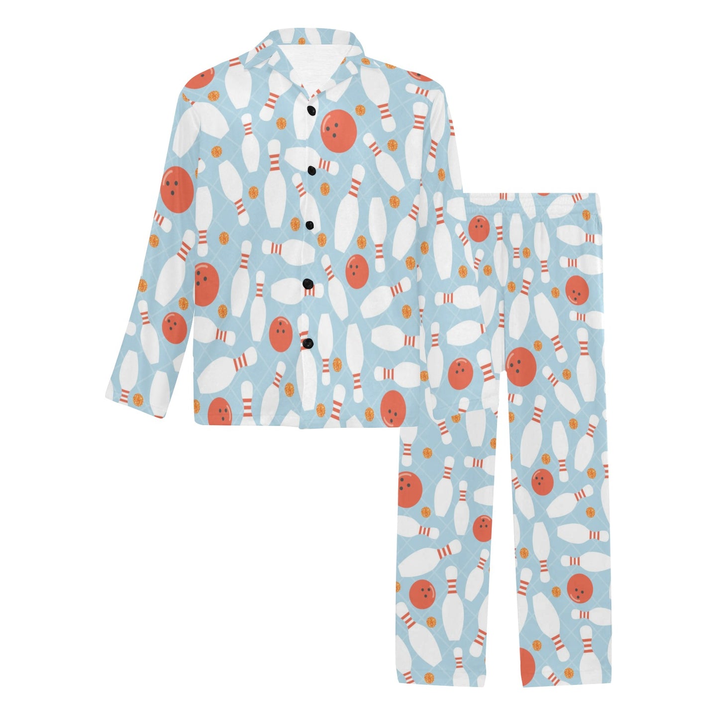 Bowling Pattern Print Design 09 Men's Long Pajama Set