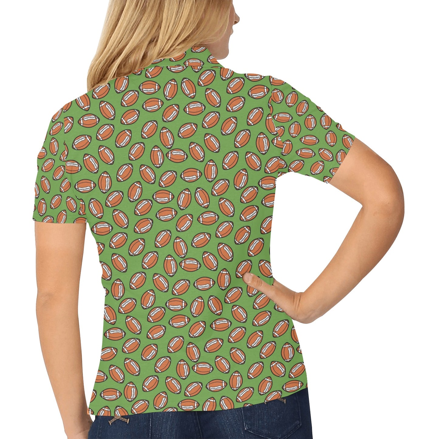 American Football on Green Design Women's Polo Shirt
