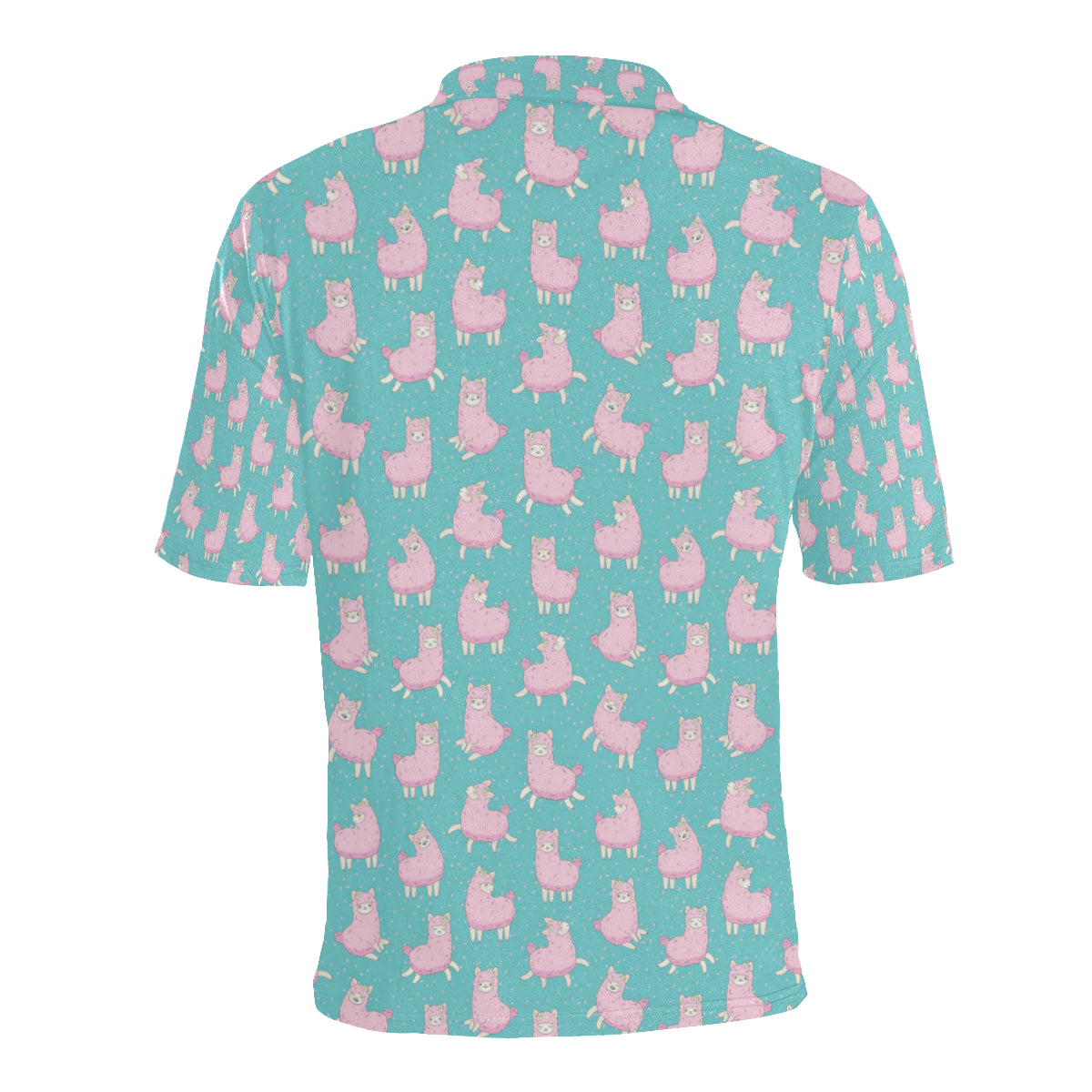 Alpaca Cartoon Design Themed Print Men Polo Shirt