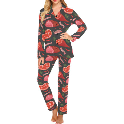 Meat Pattern Print Design 03 Women's Long Pajama Set