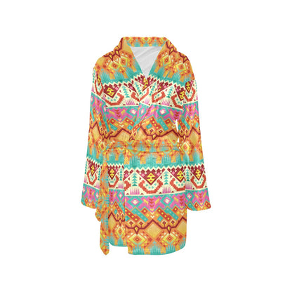 Aztec Pattern Print Design 03 Women's Fleece Robe