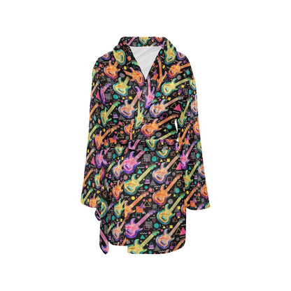 Electric Guitar Print Design LKS403 Women's Fleece Robe