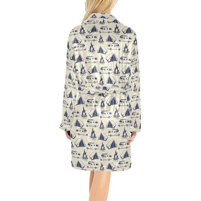 Campfire Pattern Print Design 01 Women's Fleece Robe