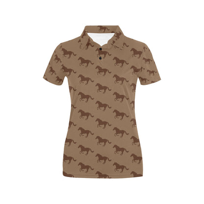 Horse Brown Print Design LKS307 Women's Polo Shirt