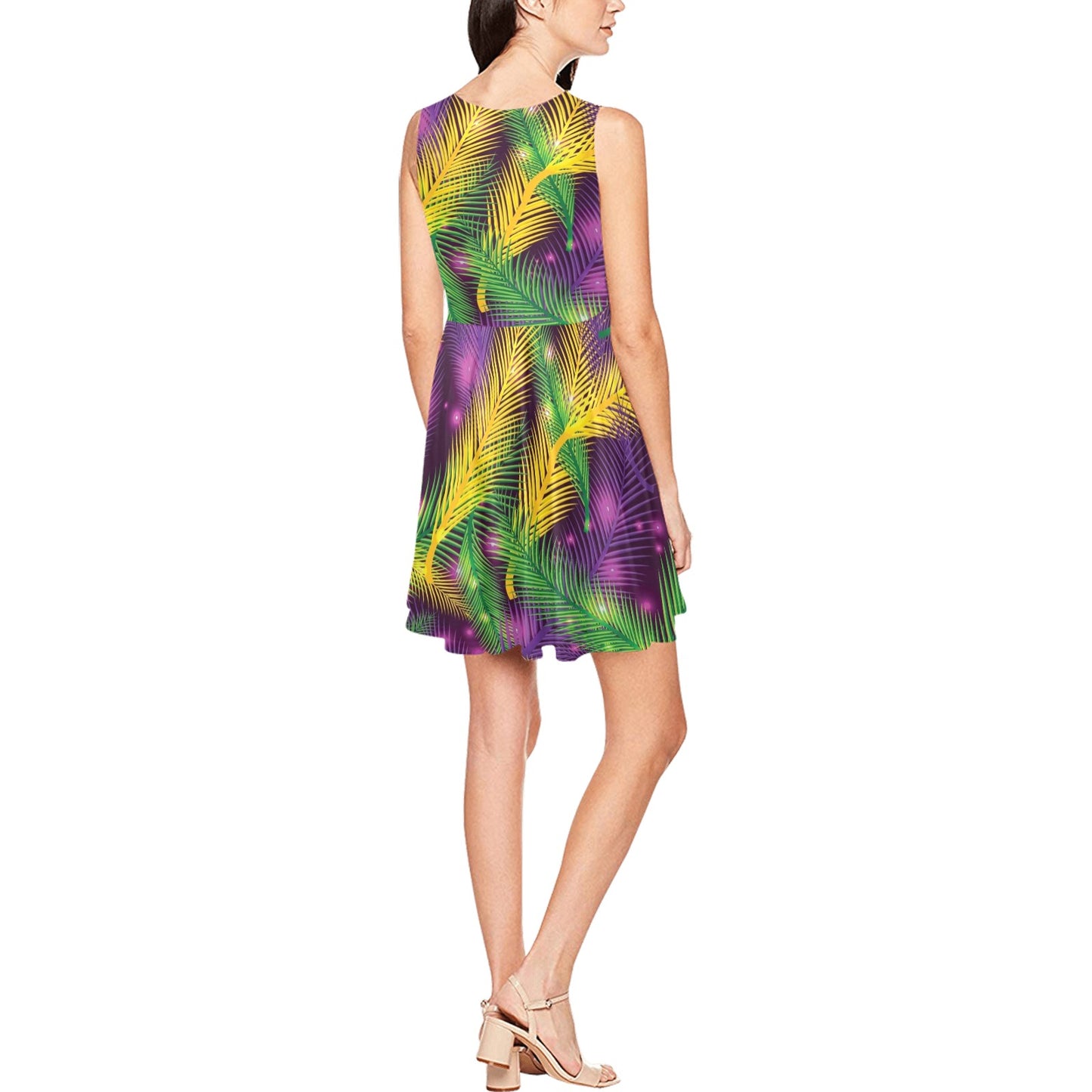 Mardi Gras Pattern Print Design 09 Sleeveless Dress