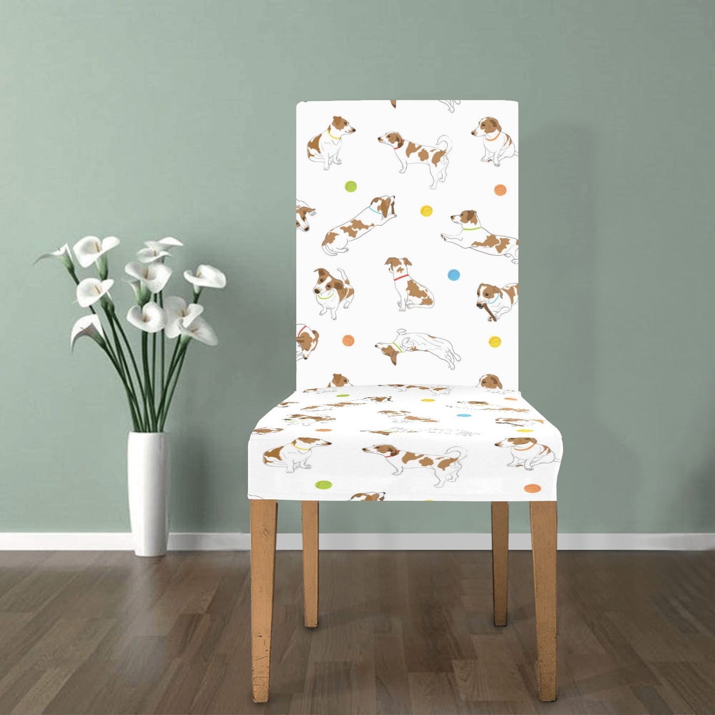 Russell Terriers With Balls Print Design LKS307 Dining Chair Slipcover