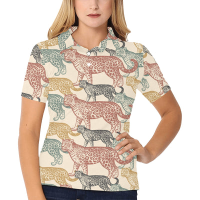 Jaguar Pattern Print Design 01 Women's Polo Shirt