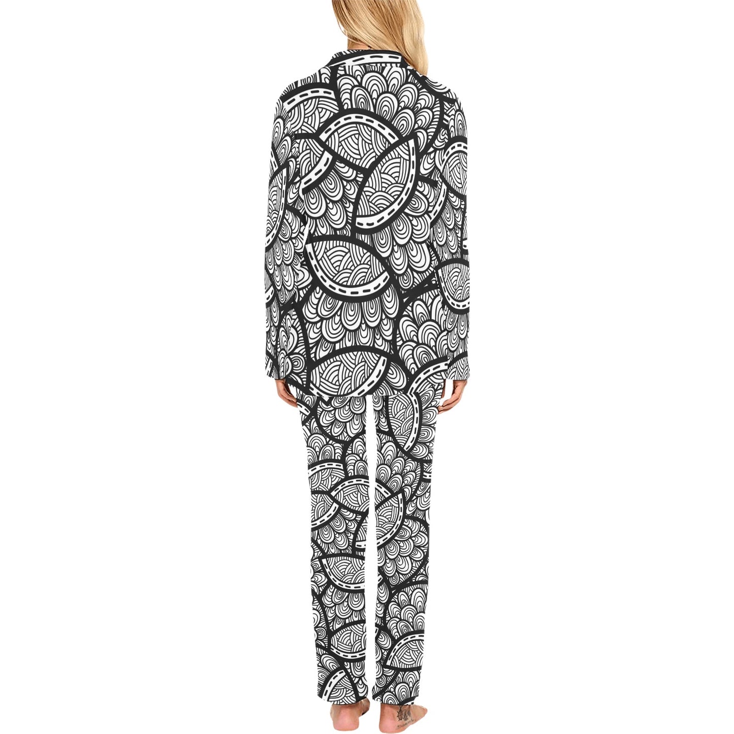Polynesian Pattern Print Design A01 Women's Long Pajama Set