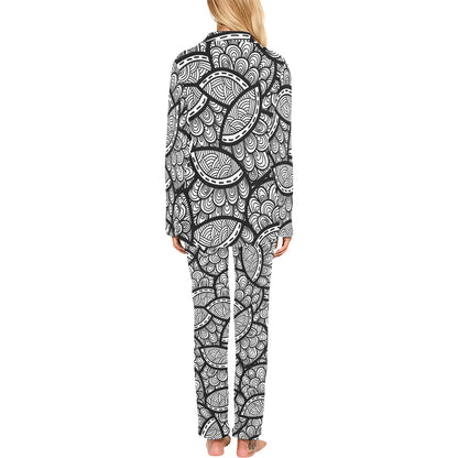 Polynesian Pattern Print Design A01 Women's Long Pajama Set
