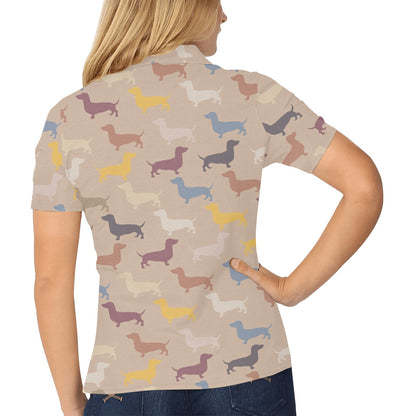 Dachshund Pattern Print Design 03 Women's Polo Shirt