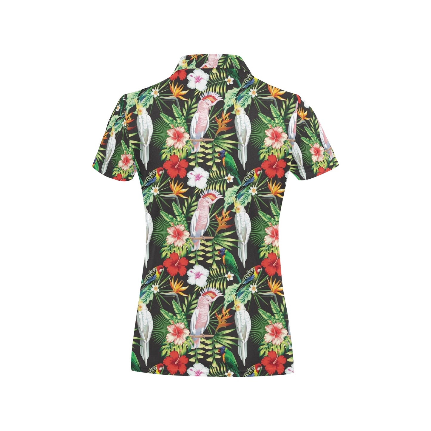 Tropical Flower Pattern Print Design TF03 Women's Polo Shirt