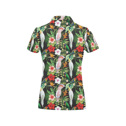 Tropical Flower Pattern Print Design TF03 Women's Polo Shirt