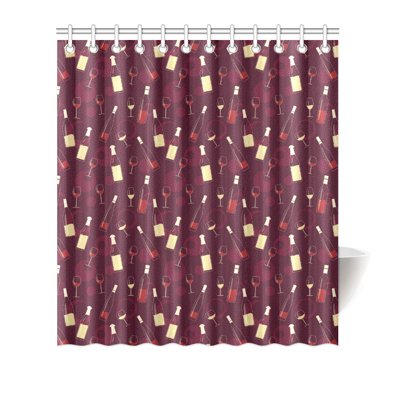 Wine Themed Pattern Print Shower Curtain