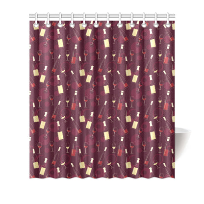 Wine Themed Pattern Print Shower Curtain