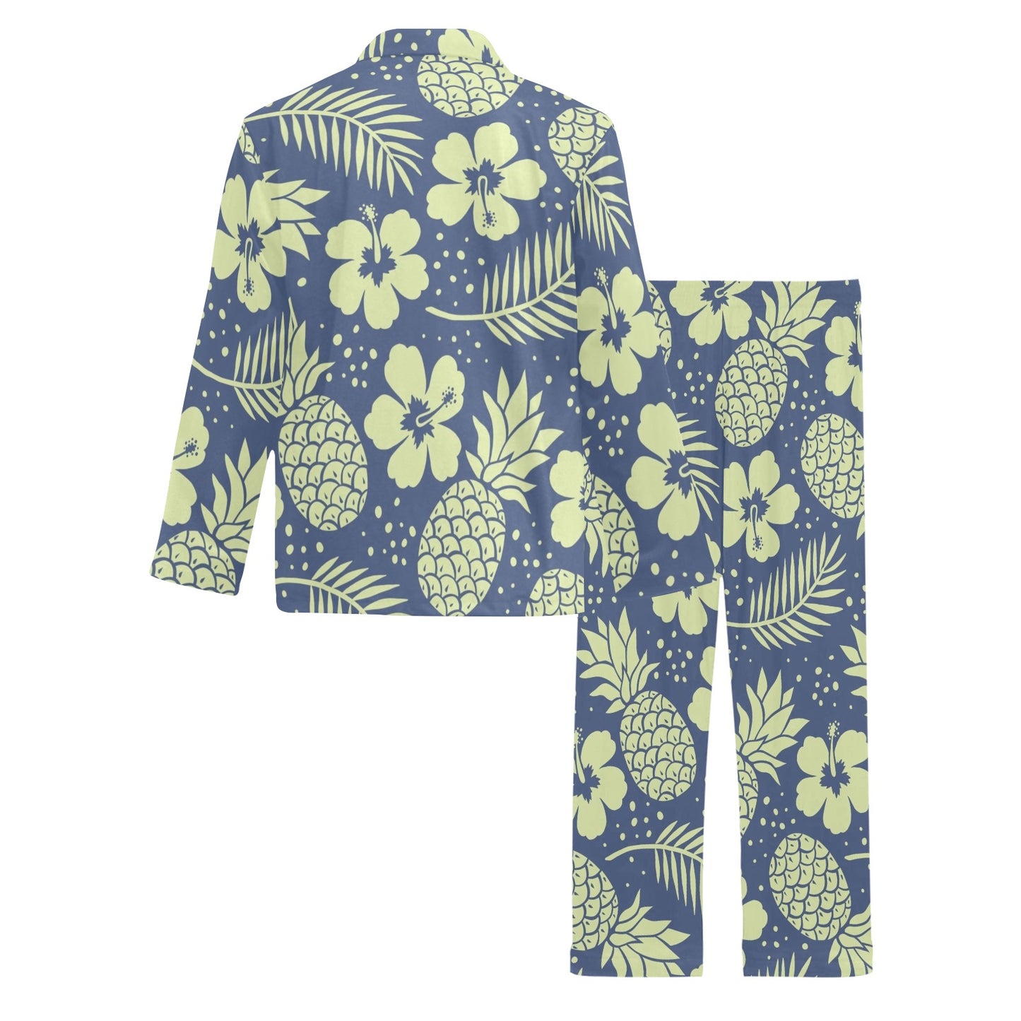 Pineapple Pattern Print Design PP07 Men's Long Pajama Set