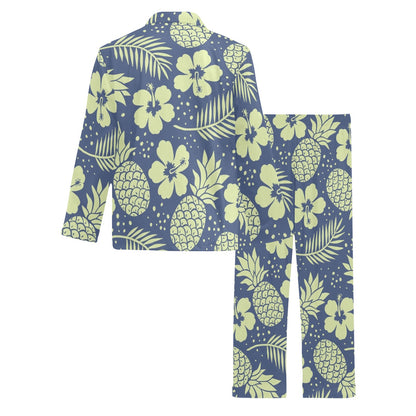 Pineapple Pattern Print Design PP07 Men's Long Pajama Set