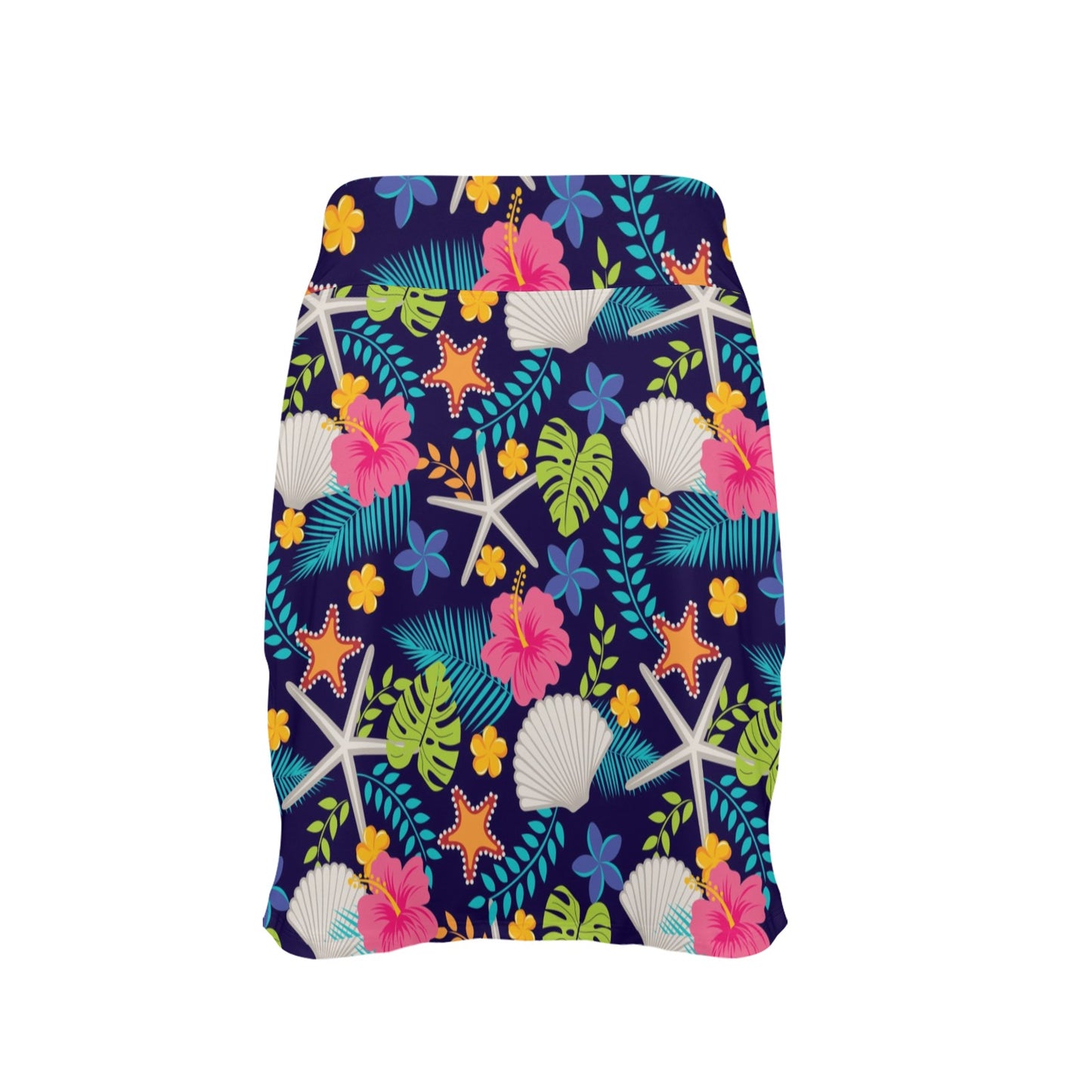 Beach Seashell Floral Theme 17" Golf & Pickleball Skort with Pockets