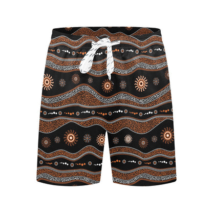 Aboriginal Print Design LKS404 Men's Swim Trunks Beach Shorts