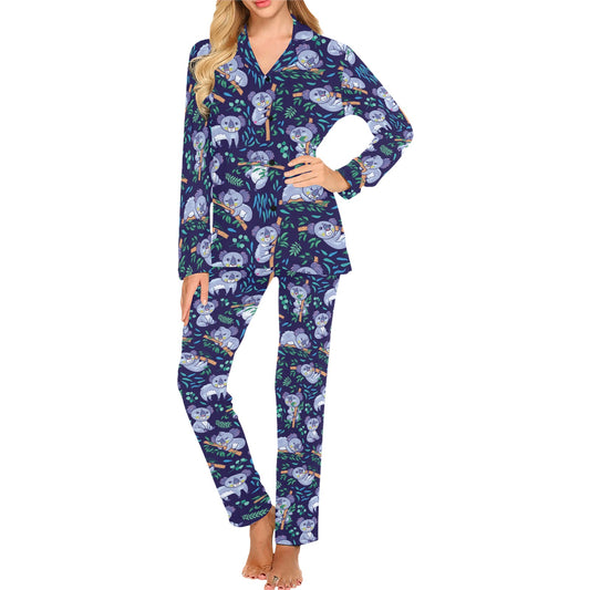 Koala Themed Design Print Women's Long Pajama Set