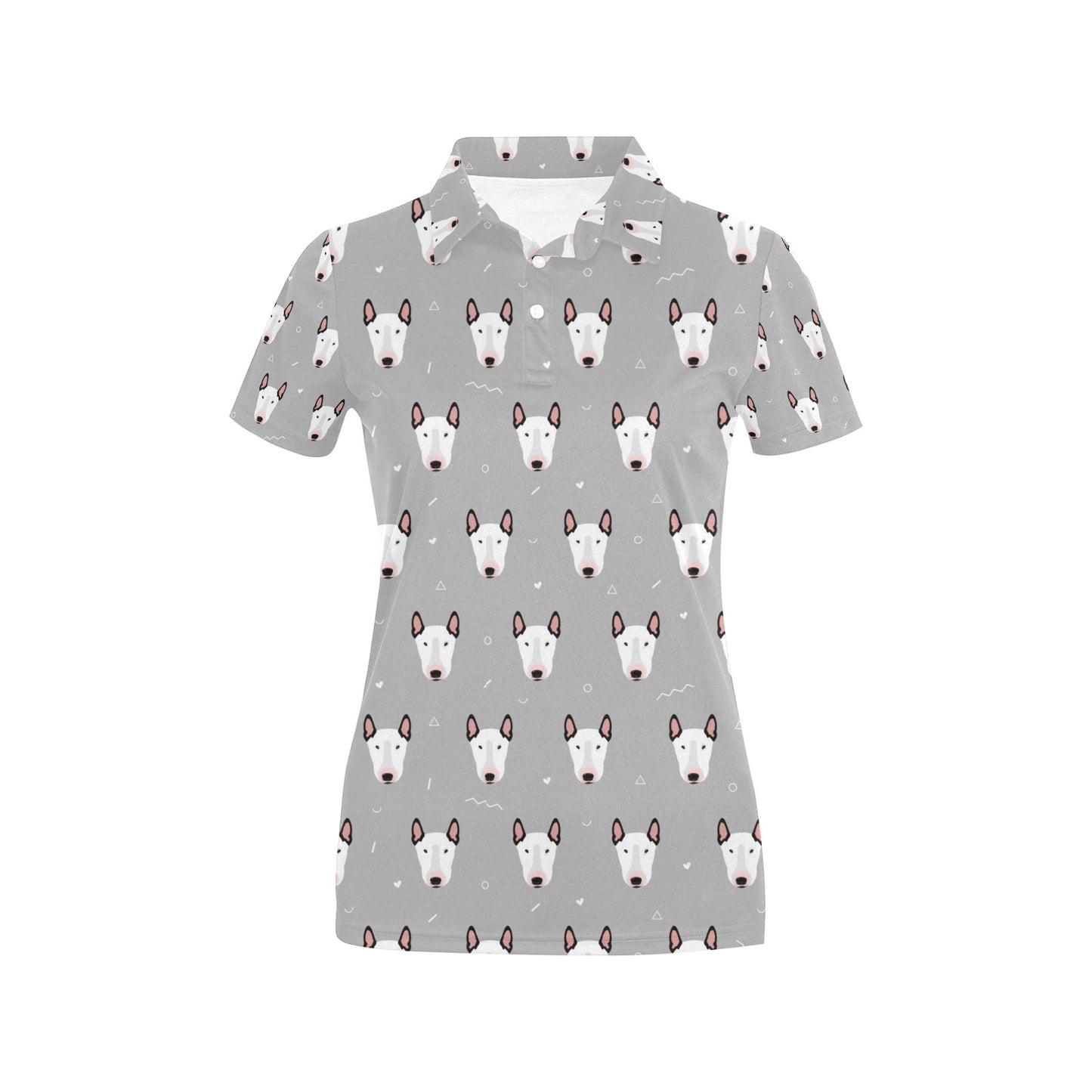 Bull Terrier Head Print Pattern Women's Polo Shirt