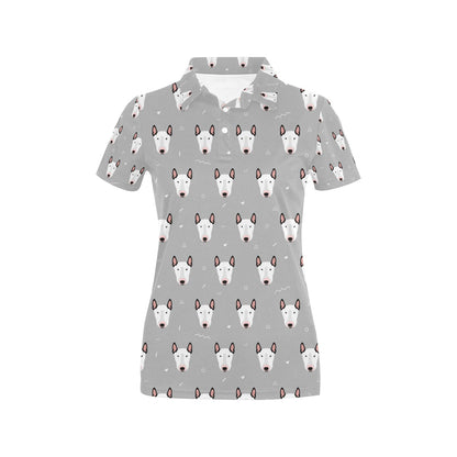 Bull Terrier Head Print Pattern Women's Polo Shirt