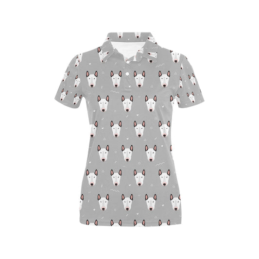 Bull Terrier Head Print Pattern Women's Polo Shirt